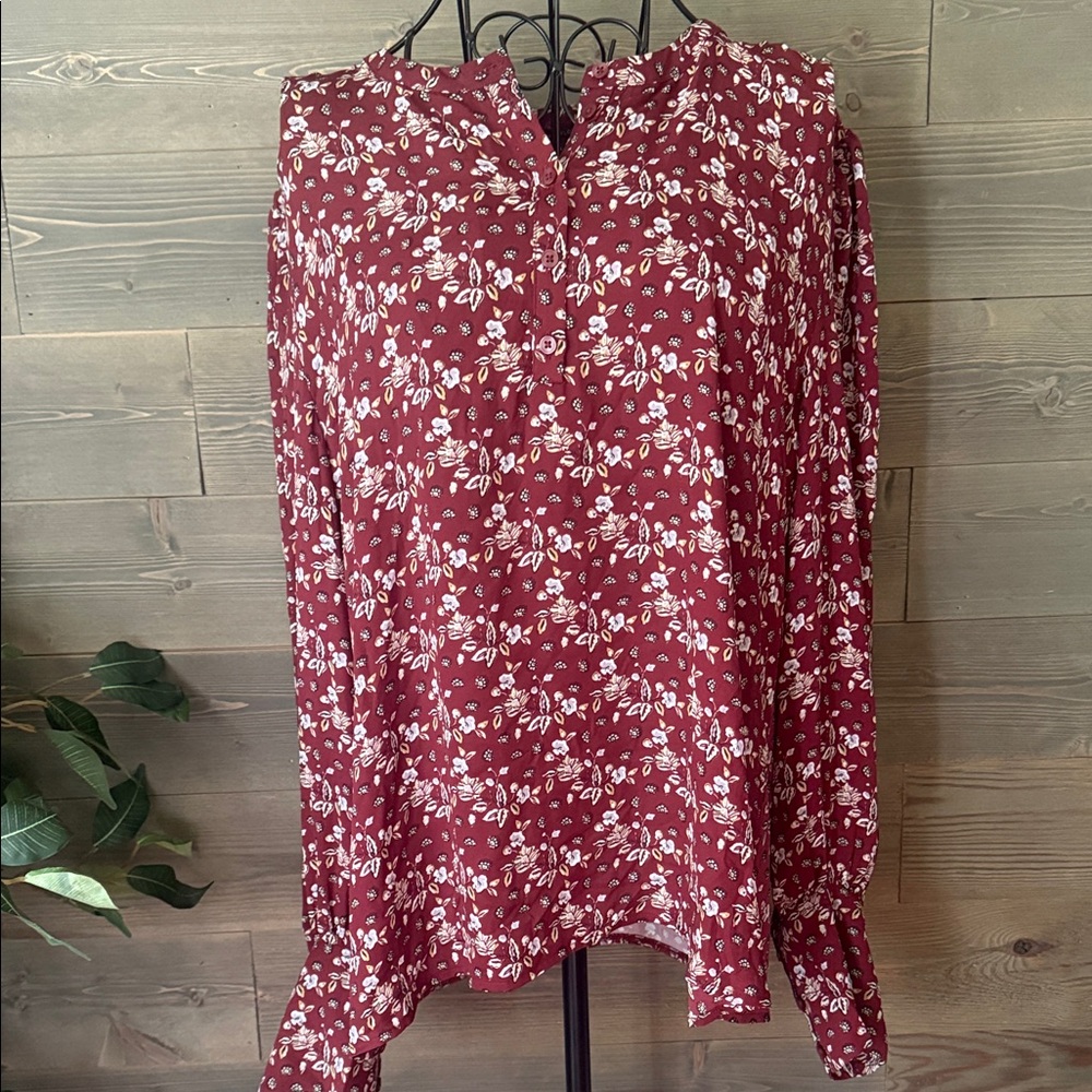 Ann Taylor floral, long sleeve peasant blouse - Picture 1 of 4